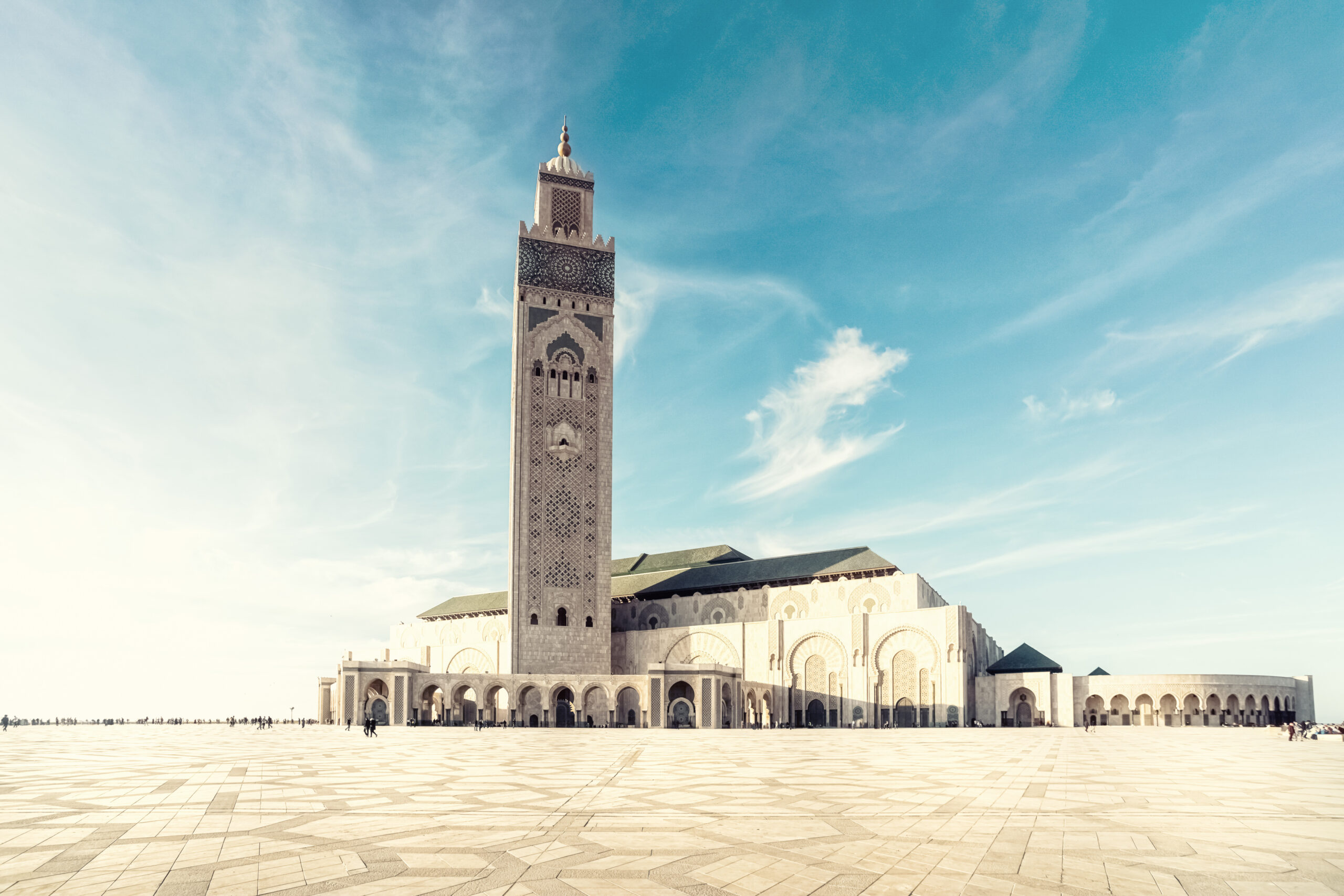 Casablanca Grand Moche mosquewith blue sky in Morocco